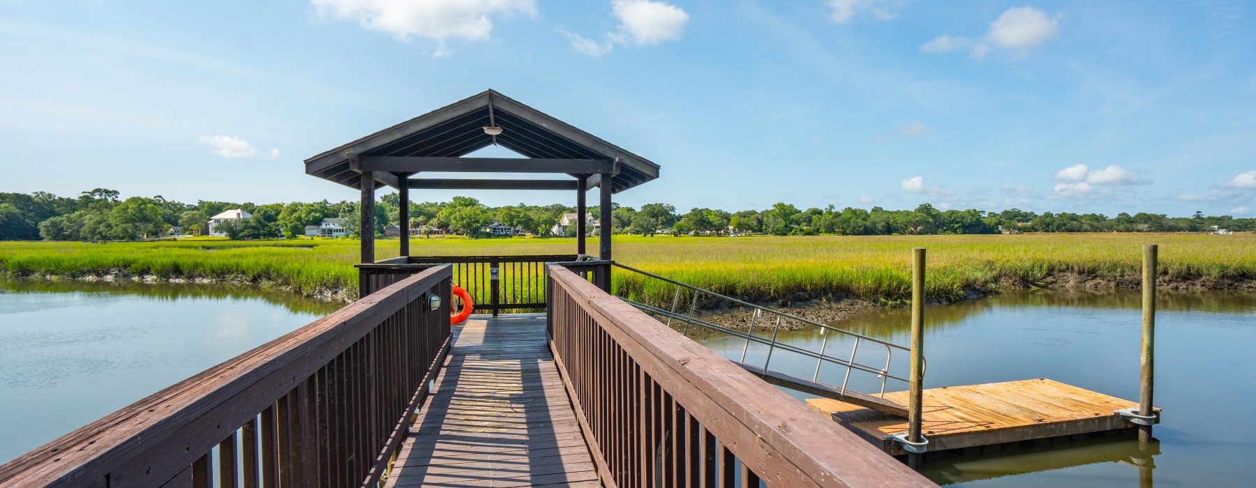 Wooden dock and Shem Creek