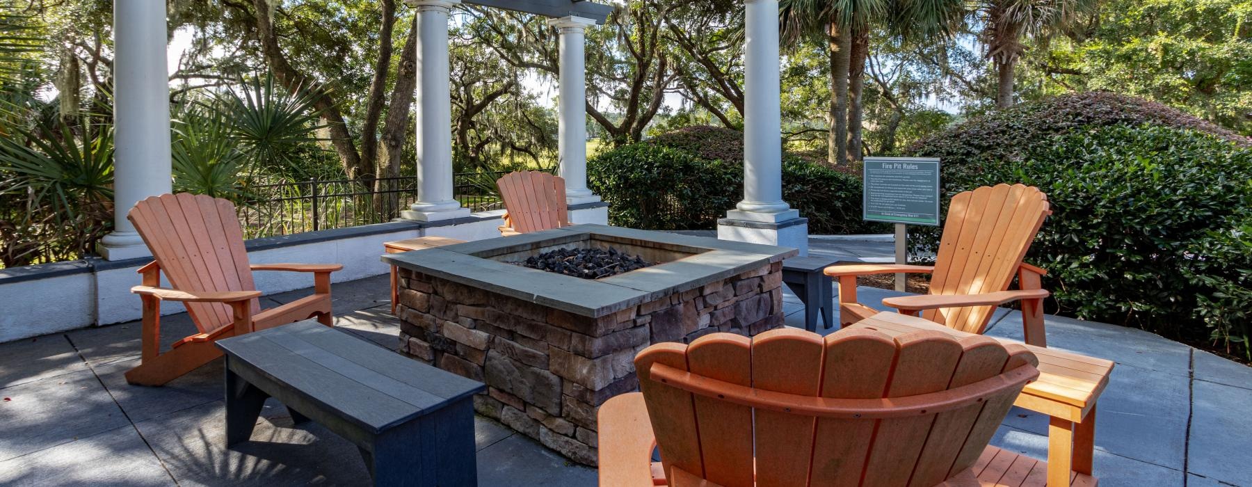 a group of chairs and a gazebo
